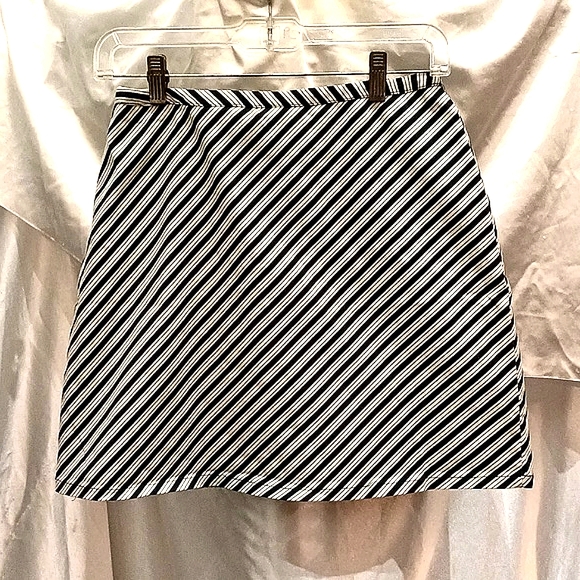 Vintage '90s express diagonal multi striped stretch mini skirt 7/8 - Picture 1 of 8